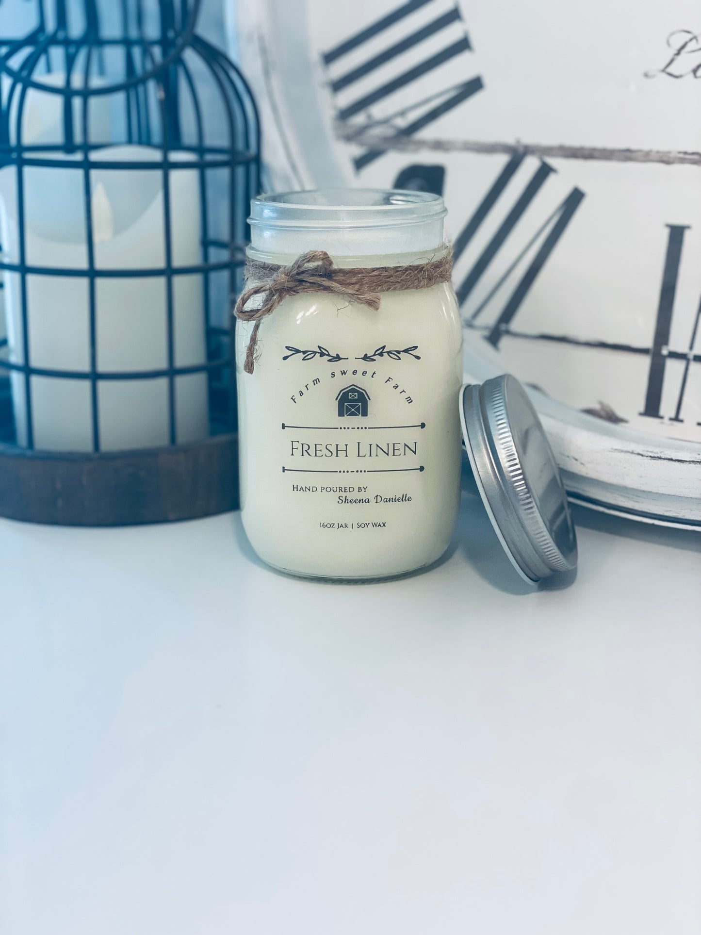 Farmhouse Mason Jar Soy Wax Candle 16oz